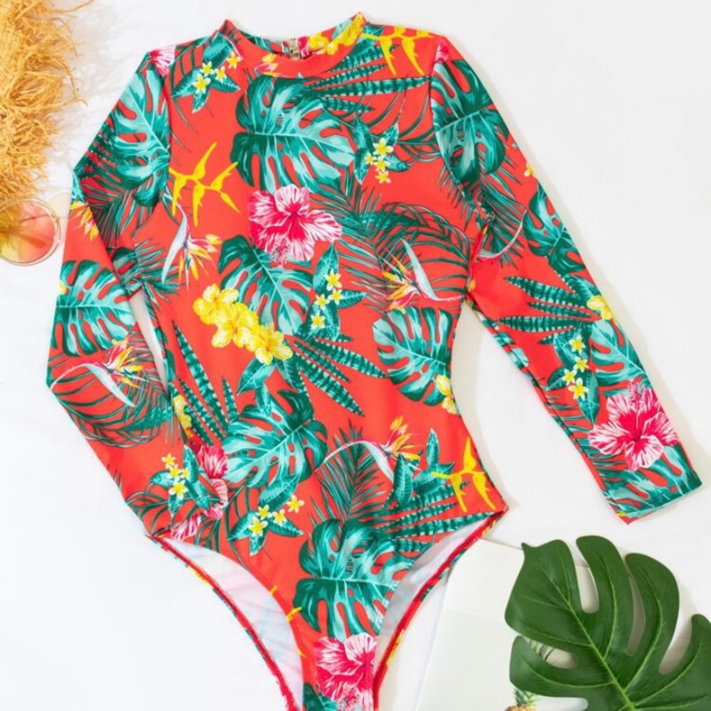 Tropical Print One Piece Swimsuit